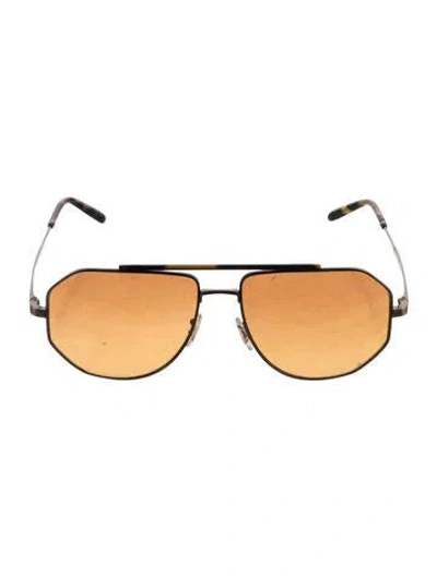 Pre-owned Brunello Cucinelli Aviator Mirrored Sunglasses In Gold