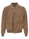 Brunello Cucinelli Suede Jacket With Striped Cupro Lining