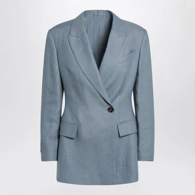 Brunello Cucinelli Avio-coloured Blend Jacket In Blue