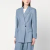 Brunello Cucinelli Avio-coloured Linen Blend Jacket In Light Blue
