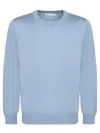 Brunello Cucinelli Classic Crew-neck Sweater With Ribbed Cuffs In Blue