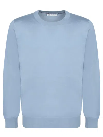 Brunello Cucinelli Avio Cotton Sweater In Blue