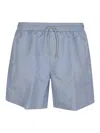 Brunello Cucinelli Nylon Swimsuit With Logo Embroidery In Light Blue