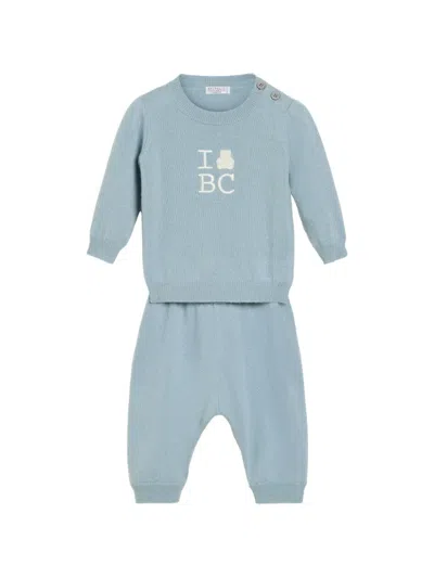 Brunello Cucinelli Baby Bernie Cashmere Sweater Trousers Set In Blue