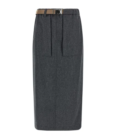 BRUNELLO CUCINELLI BACK SLIT SKIRT