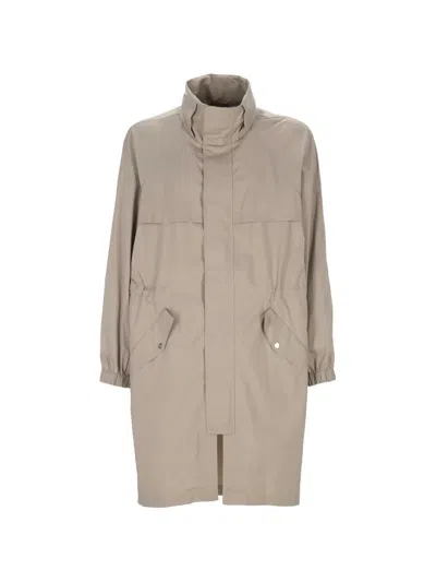 Brunello Cucinelli Back-drawstring Coat In Neutral