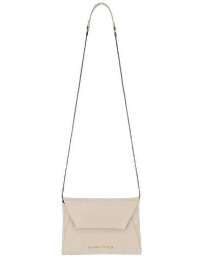 Brunello Cucinelli Mini Suede Crossbody Bag In White