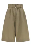 Brunello Cucinelli Pleated Bermuda Shorts Belted Waist Pockets In Green