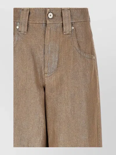 Brunello Cucinelli Baggy Jeans Wide Leg Relaxed Silhouette In Brown