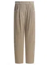 Brunello Cucinelli Women Corduroy Velvet Baggy Trousers In Neutral