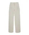 Brunello Cucinelli White Baggy Jeans With Button Closure In Stretch Cotton Denim Woman In White