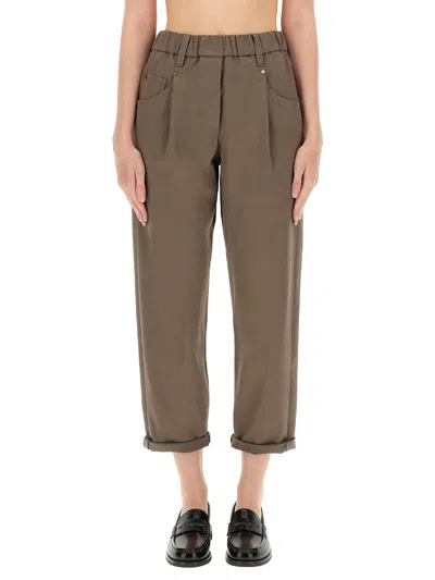 BRUNELLO CUCINELLI BAGGY PULL-ON PANTS IN COTTON COVER UP