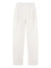 Brunello Cucinelli Gy Pull-on Pant In Stretch Cotton Cover With Shiny Bartack Clothing In White