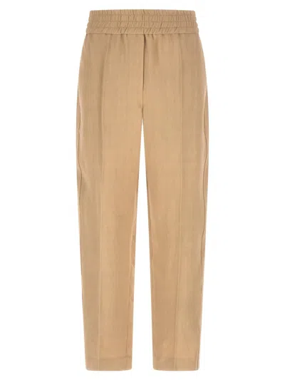Brunello Cucinelli Baggy Pull-up Pants Beige In Brown