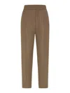 Brunello Cucinelli Brown Linen Blend Trousers In Brown