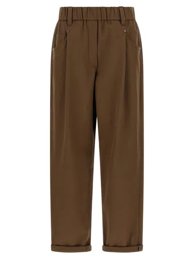 Brunello Cucinelli 'baggy Pull-on' Pants In Brown