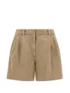 Brunello Cucinelli Baggy Shorts Pleated Front Belt Loops Pockets In Brown