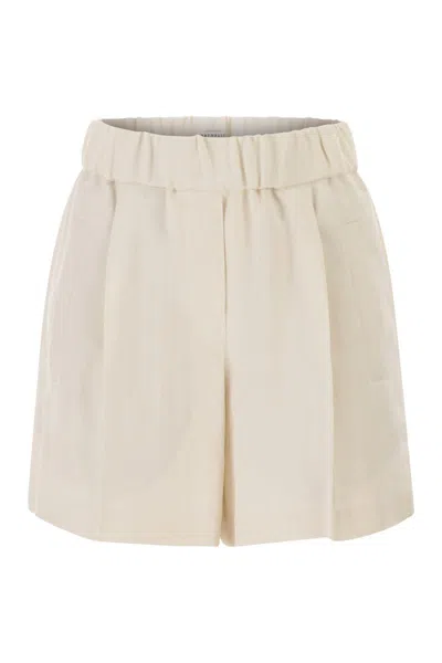 Brunello Cucinelli Baggy Shorts In Fluid Viscose And Linen Twill