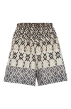 Brunello Cucinelli Geometric-pattern Silk Shorts In Mud