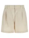 Brunello Cucinelli Women Cotton And Linen Shorts With Jewellery In Neutral