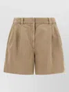 Brunello Cucinelli Baggy Shorts Pleated Front Belt Loops Pockets In Brown