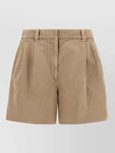 BRUNELLO CUCINELLI BAGGY SHORTS PLEATED FRONT BELT LOOPS POCKETS