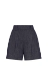 Brunello Cucinelli Baggy Shorts With Monili In Dark Denim
