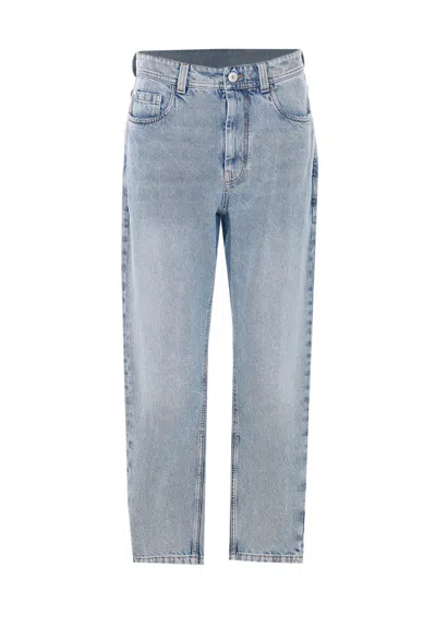 Brunello Cucinelli Baggy Tapered Denim Pants In Blue