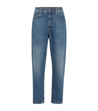 Brunello Cucinelli Baggy Tapered Jeans In Blue