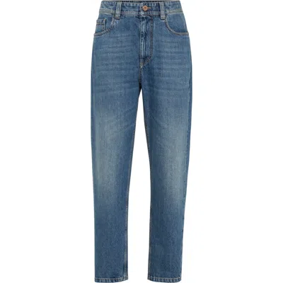 Brunello Cucinelli Blue Denim Contemporary Loose Jeans In Medium Denim