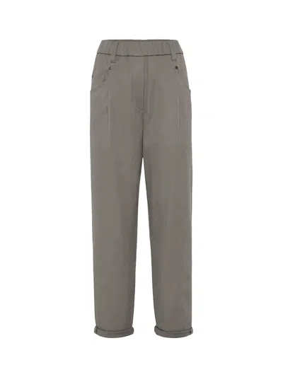 Brunello Cucinelli Baggy Trousers Grey In Gray
