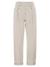 BRUNELLO CUCINELLI BAGGY TROUSERS IN STRETCH COTTON COVER-UP WITH SHINY BARTACK