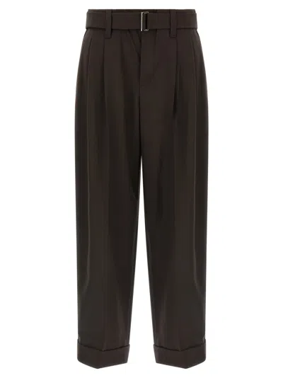 Brunello Cucinelli Baggy Wool Pants In Brown