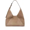 Brunello Cucinelli Tobacco Brown Calf Suede Handbag With Velvet Effect