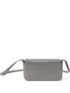 Brunello Cucinelli Rectangular Leather Shoulder Bag With Adjustable Strap In Gray