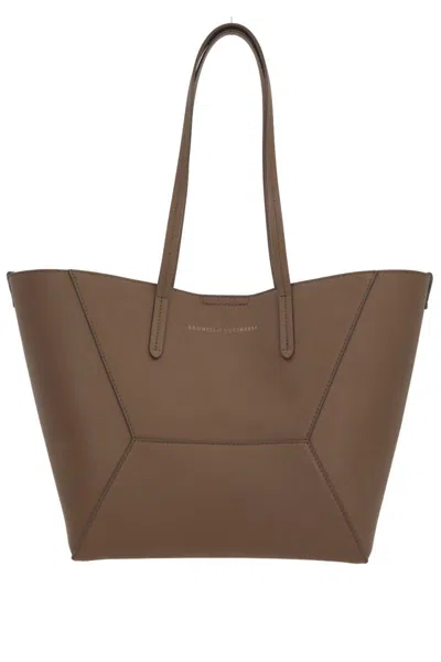 Brunello Cucinelli Monili Chain-embellished Tote Bag In Tawny