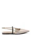 Brunello Cucinelli Pointed Toe Slingback Ballerinas In Beige