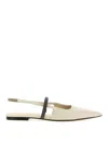 Brunello Cucinelli Slingback Flats In White