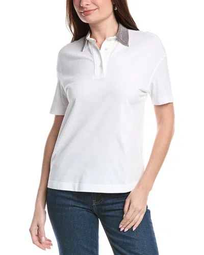Brunello Cucinelli Ball Chain Collar Polo Shirt In White