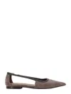 Brunello Cucinelli Monili-trim Cut-out Ballerina Shoes In Grey