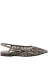 Brunello Cucinelli Women Sandal With Sparkling Abstract Embroidery In Suede