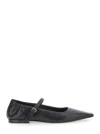 Brunello Cucinelli Black Ballet Shoes With Monil Detail On The Strap In Leather Woman In Black