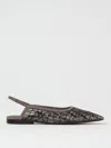 Brunello Cucinelli Women Sandal With Sparkling Abstract Embroidery In Suede In Brown