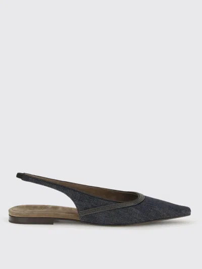 Brunello Cucinelli Ballet Flats  Woman Color Denim In Blue