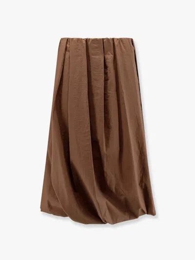 Brunello Cucinelli Ballon Cotton Blend Skirt In Brown