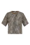 Brunello Cucinelli Sparkling Short Sleeve Knitwear In Brown