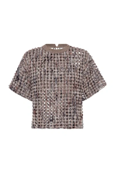 Brunello Cucinelli Balloon Net Knit T-shirt
