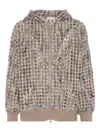 Brunello Cucinelli Balloon Sequin-embellished Zip-up Cardigan In Neutral