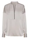 Brunello Cucinelli Stretch Silk Satin Blouse In Nude