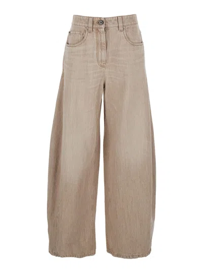 Brunello Cucinelli Baloon Jeans In Brown